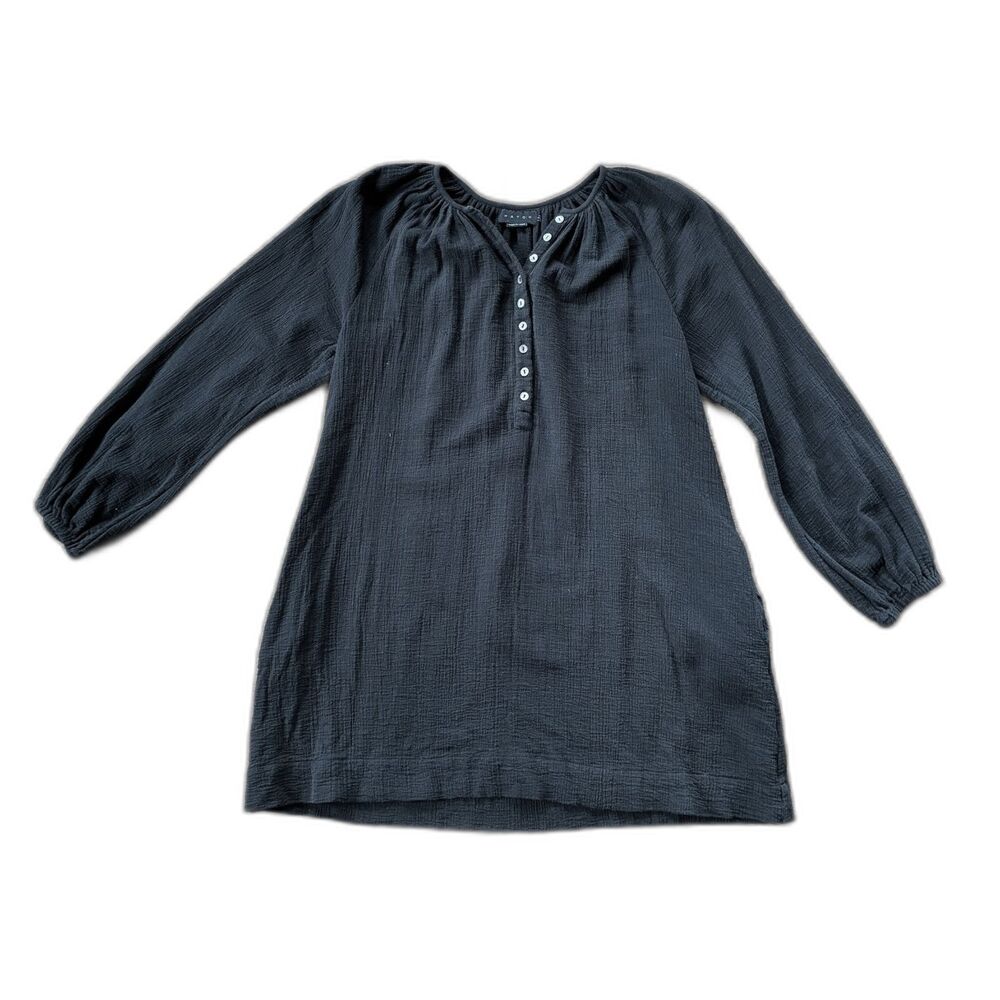 HATCH Black Relaxed Button Up Henley Maternity Midi Dress Women's Size 1 - Picture 3 of 10